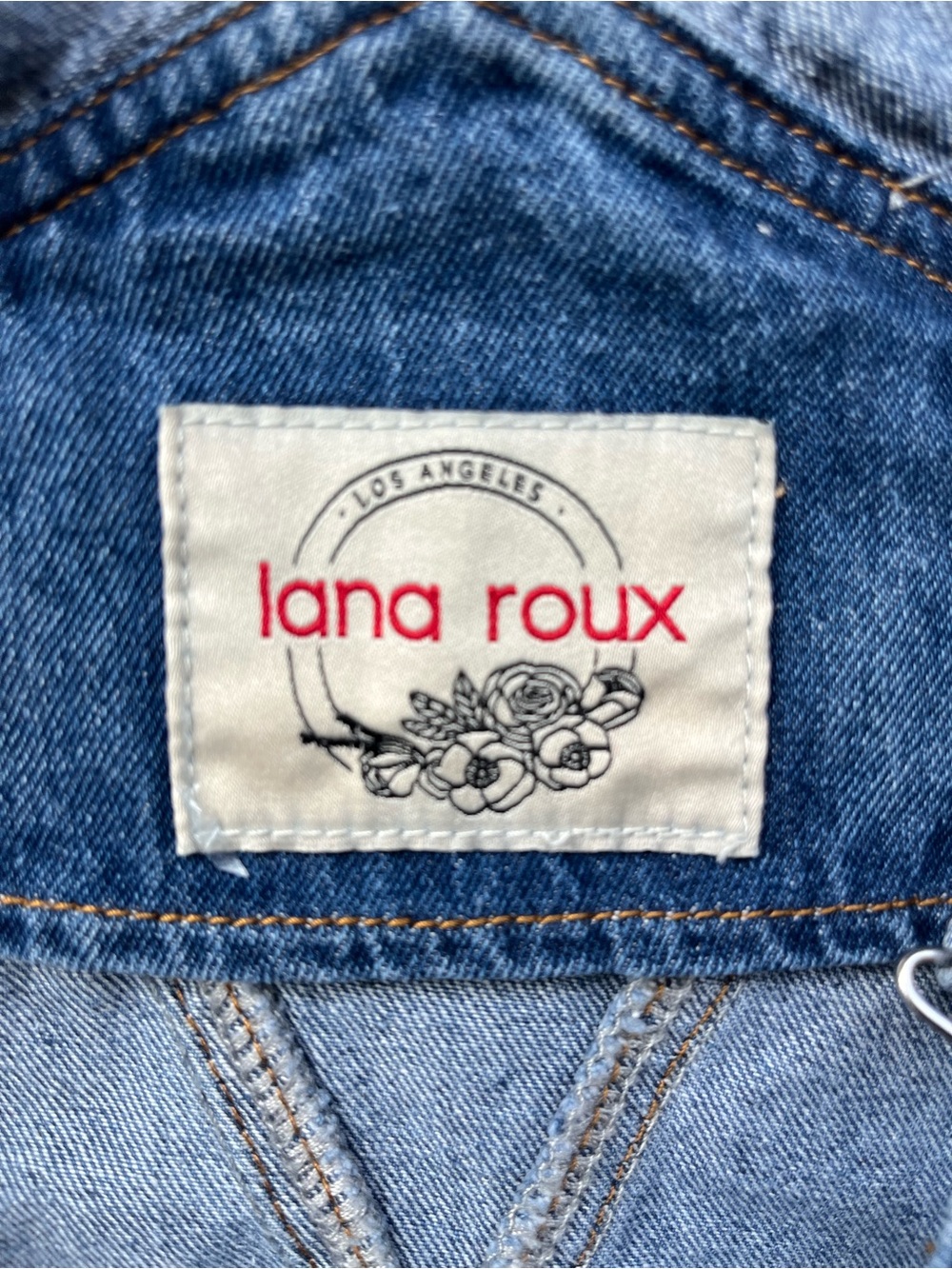 Lana Roux 90s Retro Utility Denim Overalls Straight Leg Sz M - Picture 7 of 9